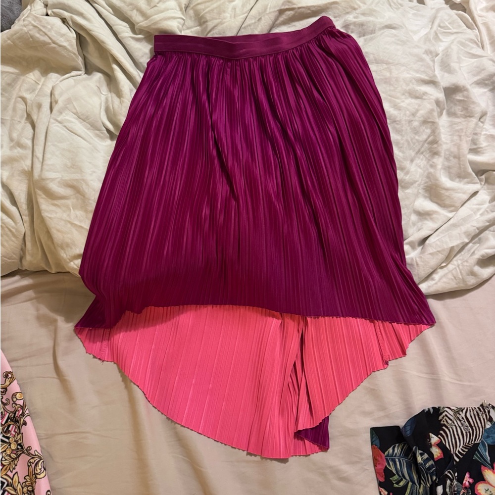 Chic Fuchsia High-Low Skirt REVERSIBLE Bubblegum Pink